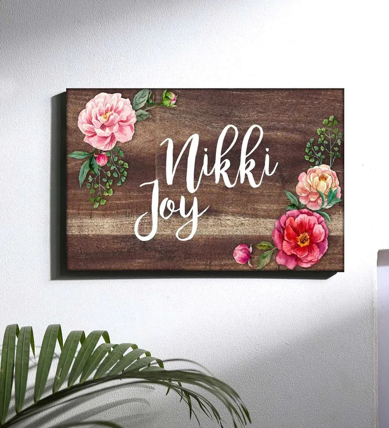 Personalized Name Plates for Home Flats Restaurants Office Cafe - Floral Roses