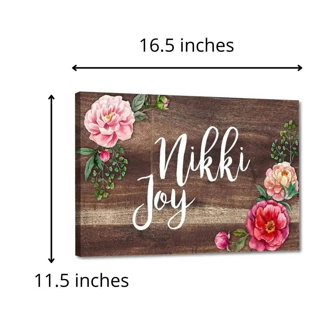 Personalized Name Plates for Home Flats Restaurants Office Cafe - Floral Roses