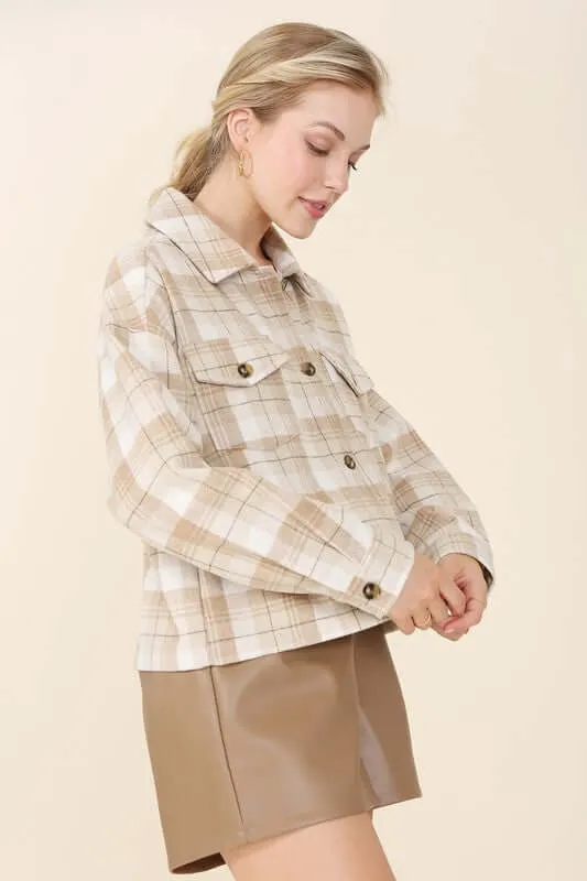 Plaid short Shacket with Pockets