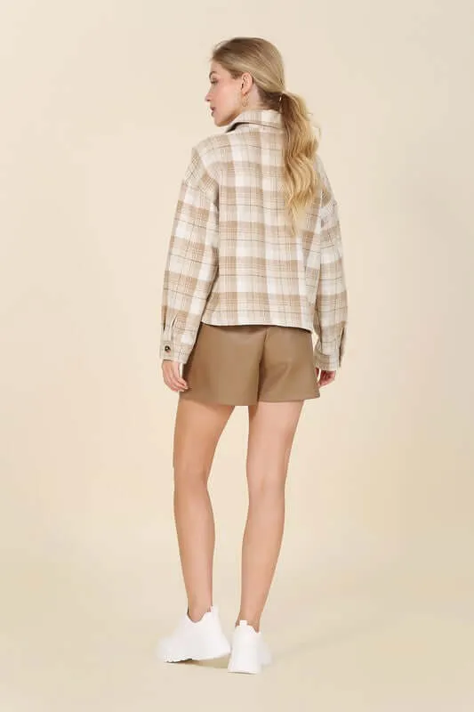 Plaid short Shacket with Pockets