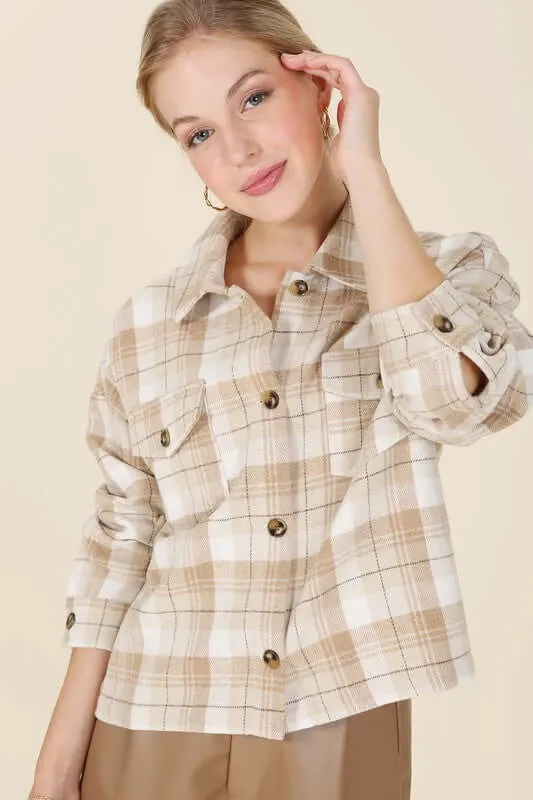 Plaid short Shacket with Pockets