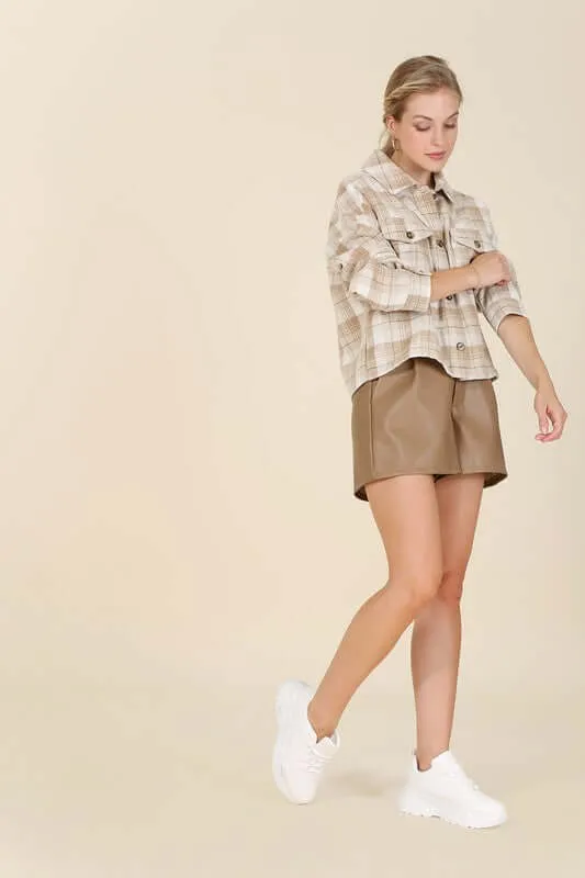 Plaid short Shacket with Pockets