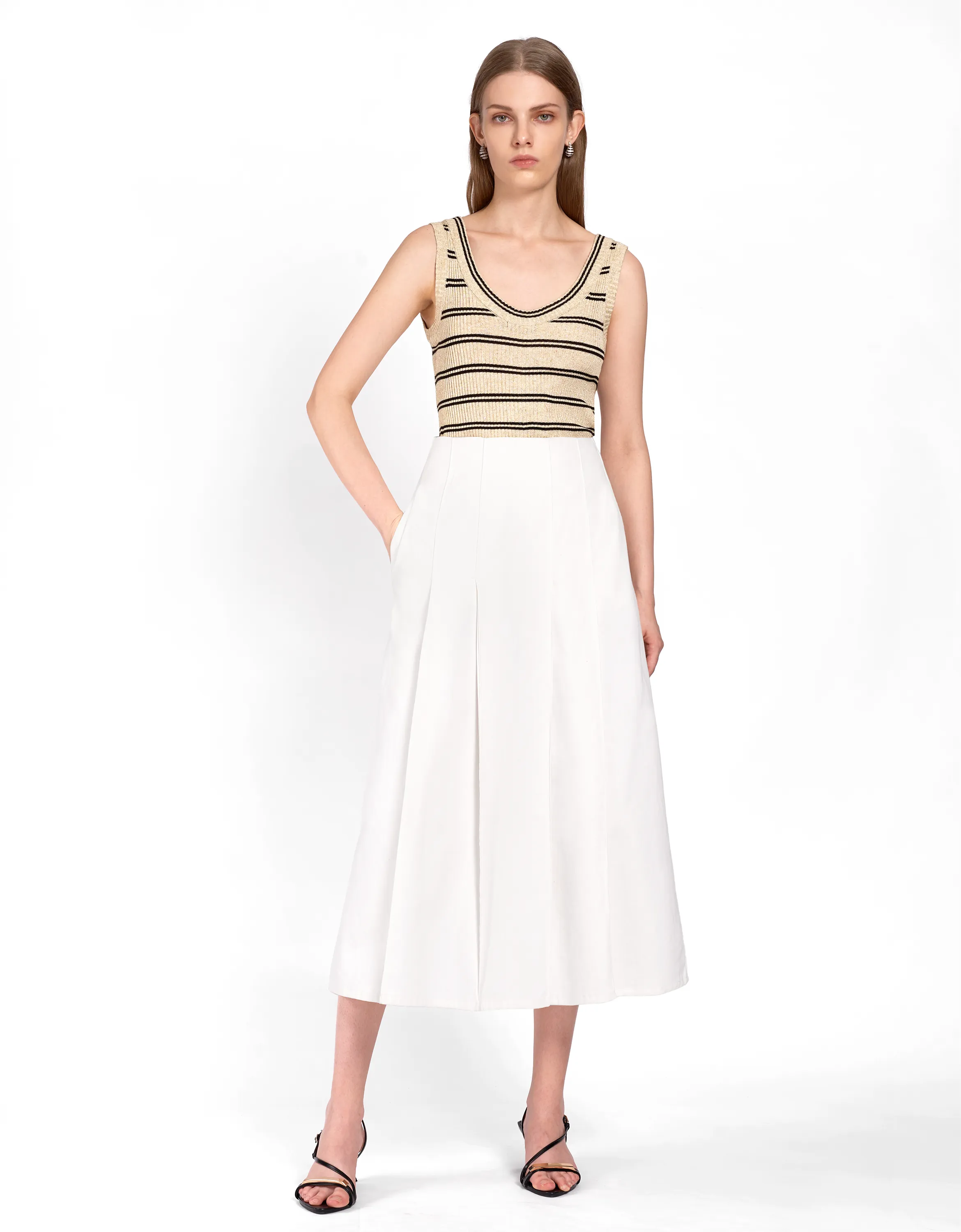 Pleated A-line Skirt