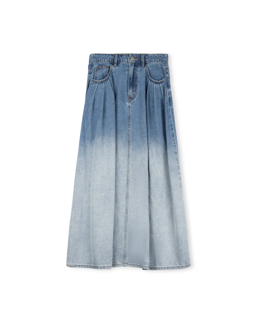 Pocket Shirred Detailed Denim Skirt