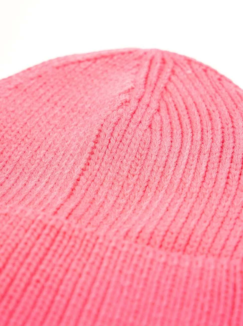 Ribbed Knitted Beanie in Pink