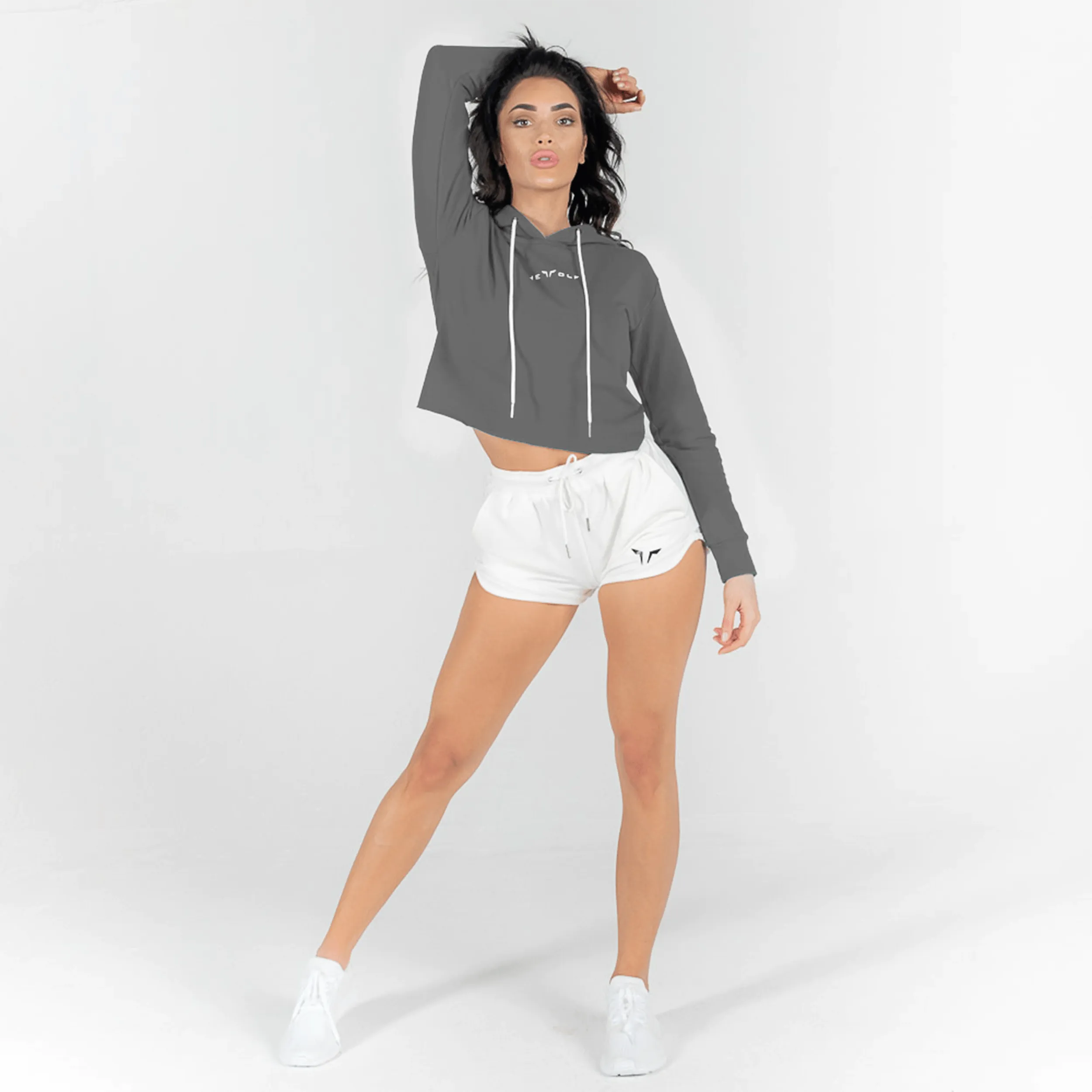 She-Wolf Crop Hoodie - Charcoal