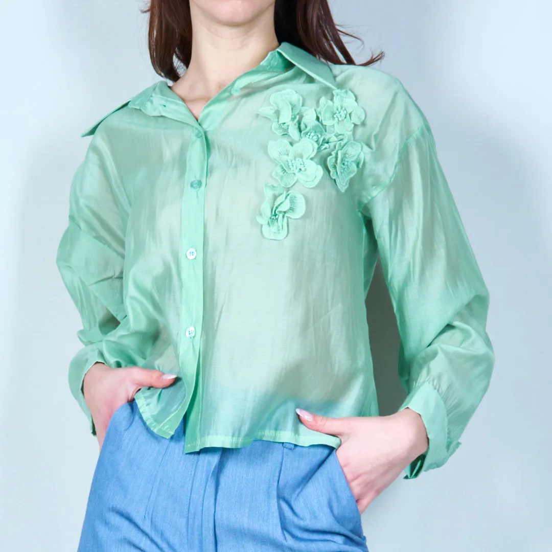 Sheer floral embroidered blouse wholesale