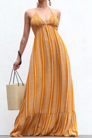 Smocked Top Maxi Dress with Back Tie