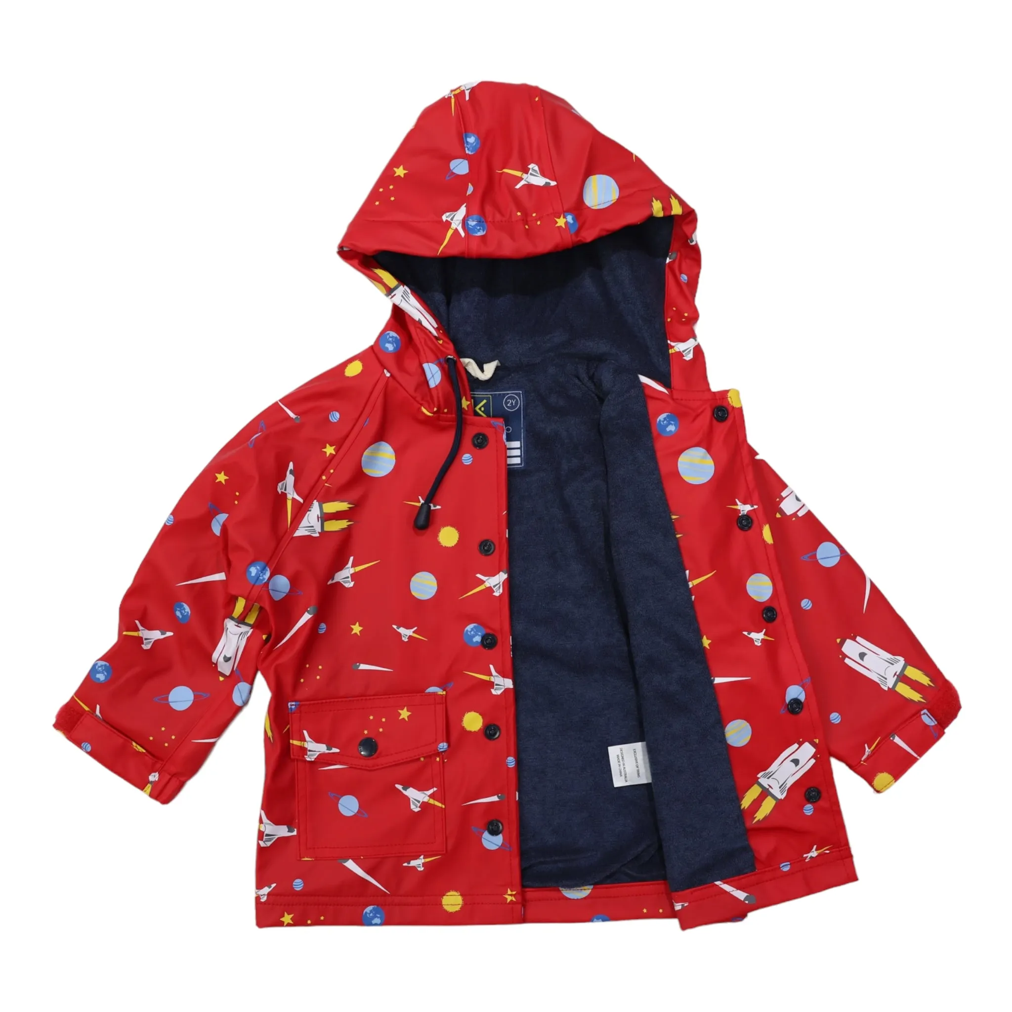 Space Rocket Raincoat Red