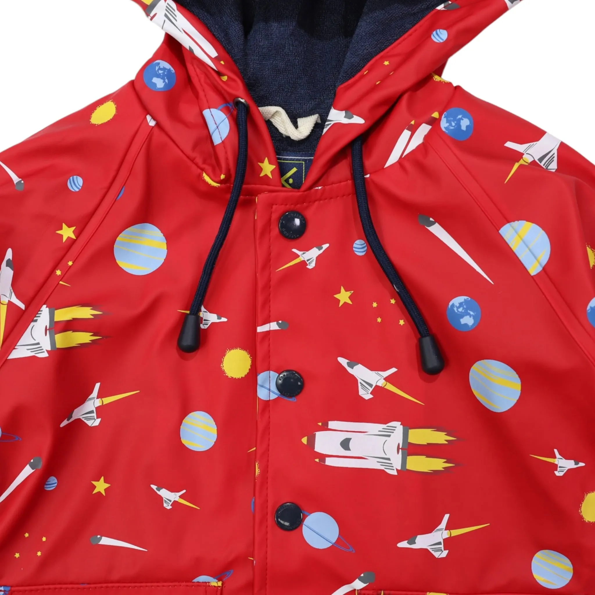 Space Rocket Raincoat Red