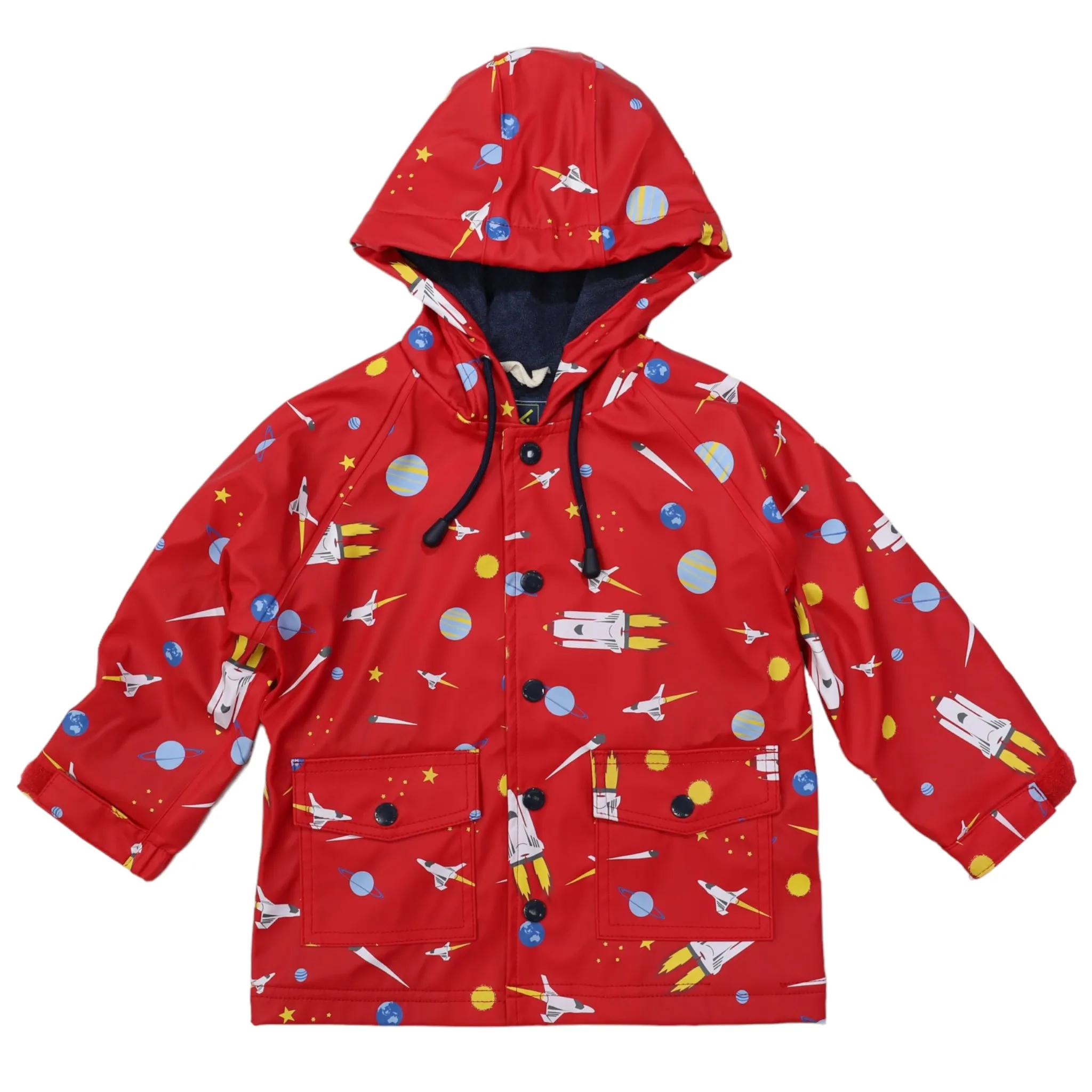 Space Rocket Raincoat Red