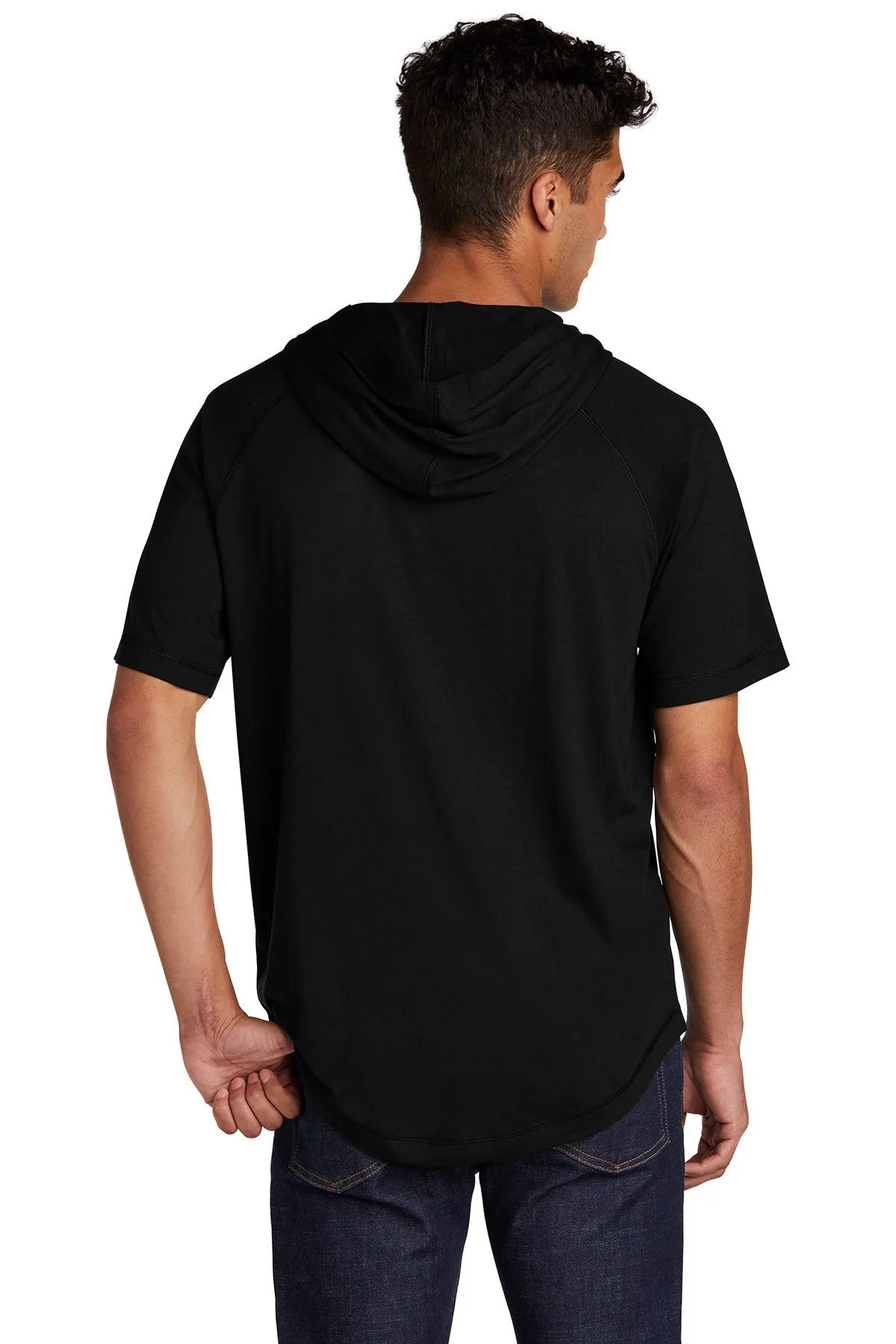 Sport-Tek PosiCharge Tri-Blend Wicking Custom Short Sleeve Hoodies, Black Triad Solid