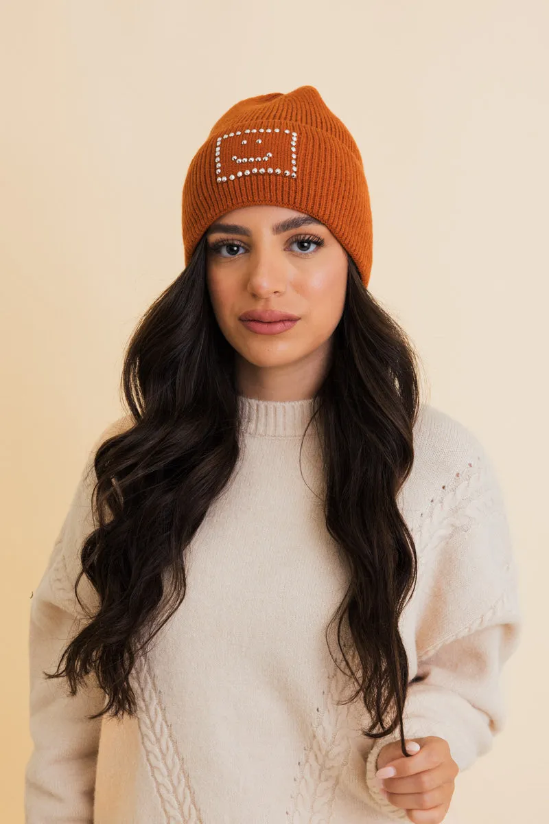 Square Sparkle Smiles Ribbed Beanie