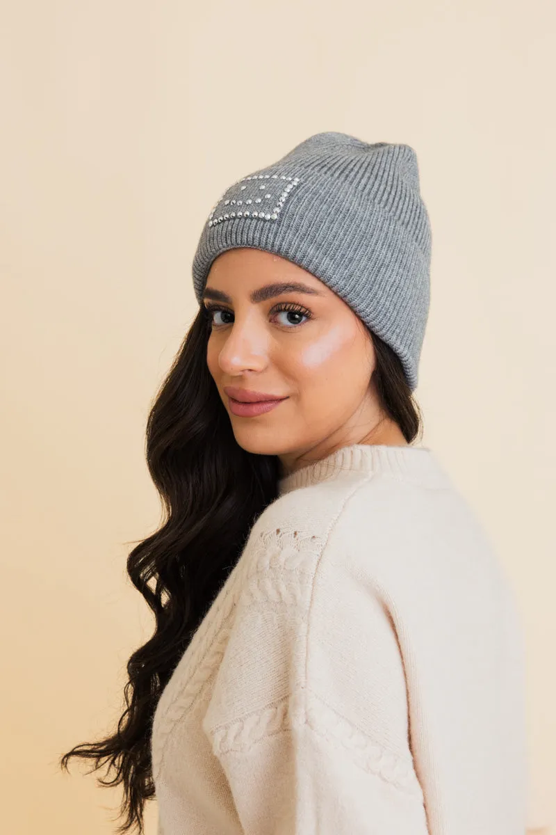 Square Sparkle Smiles Ribbed Beanie