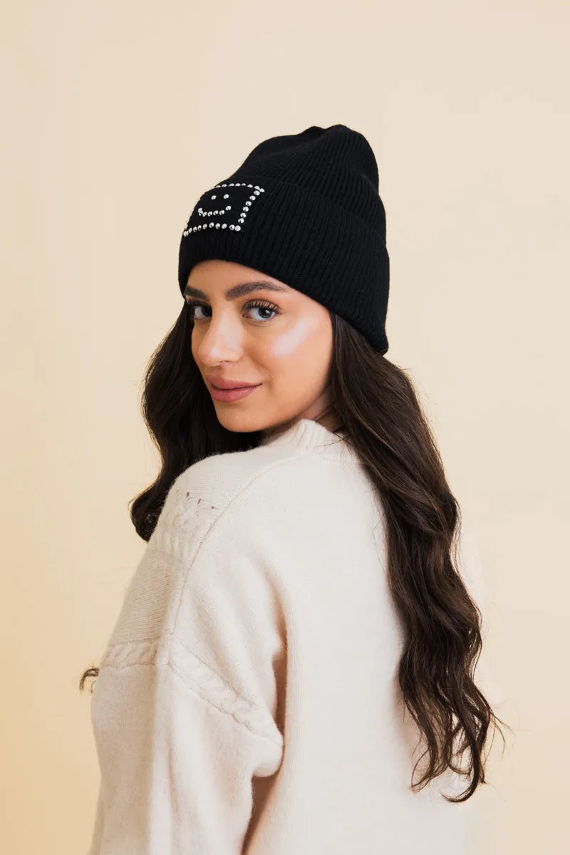 Square Sparkle Smiles Ribbed Beanie