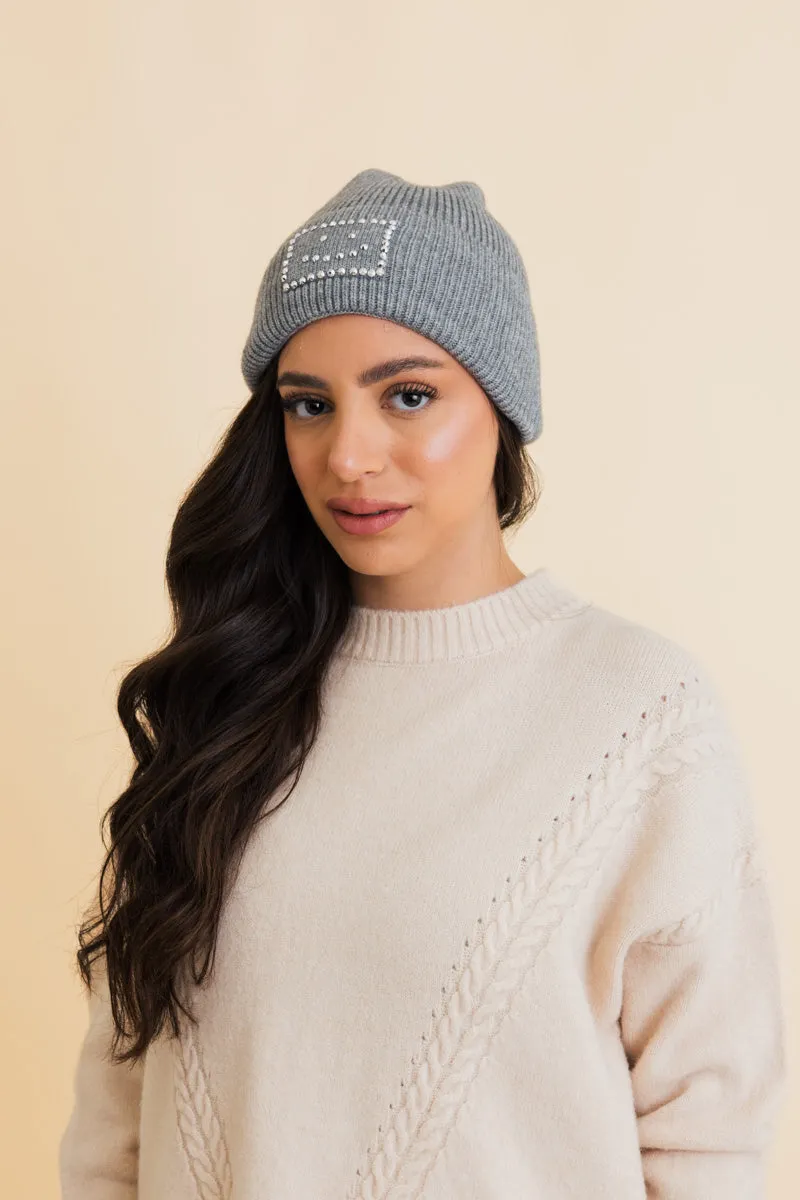 Square Sparkle Smiles Ribbed Beanie