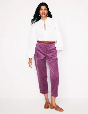 Tapered Cord Cargo Trousers-Purple Thistle