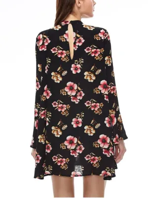 TastyHottie - Fashion Keyhole Cutout Floral Print Swing Dress