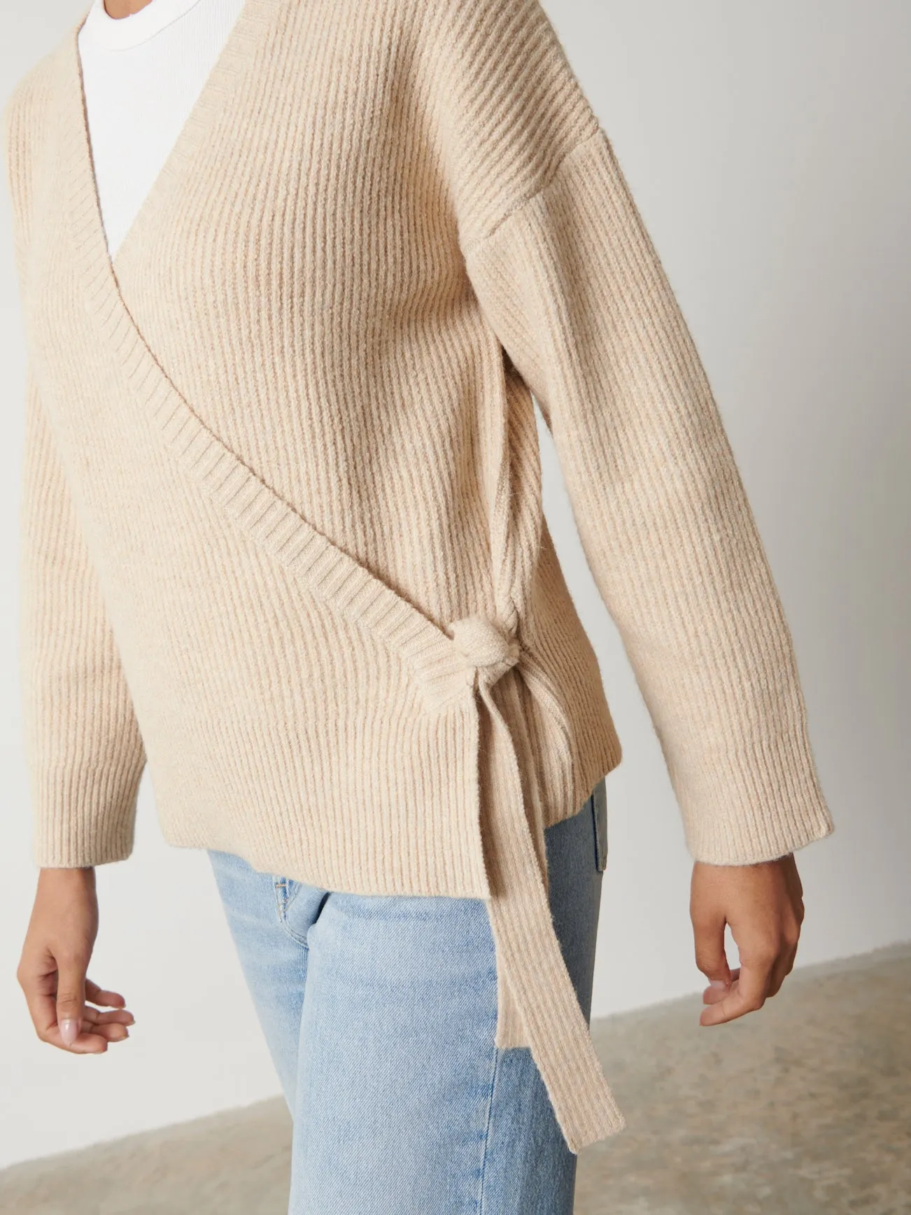 Tayla Asymmetric Button Cardigan - Oatmeal