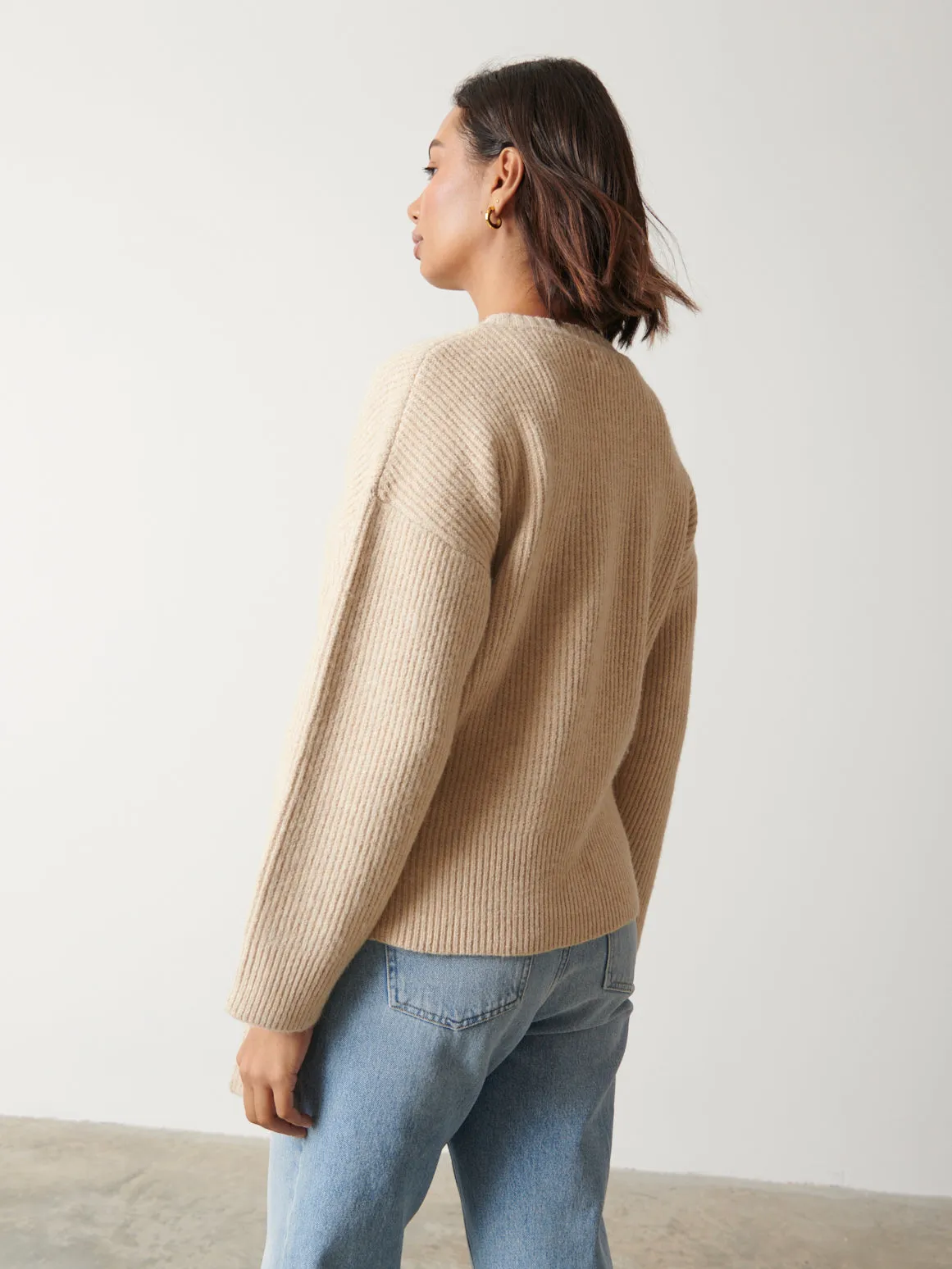 Tayla Asymmetric Button Cardigan - Oatmeal