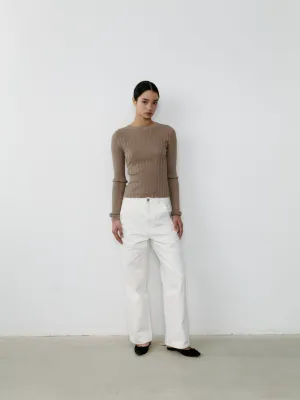 THE SILK RIBBED BOATNECK - MINK