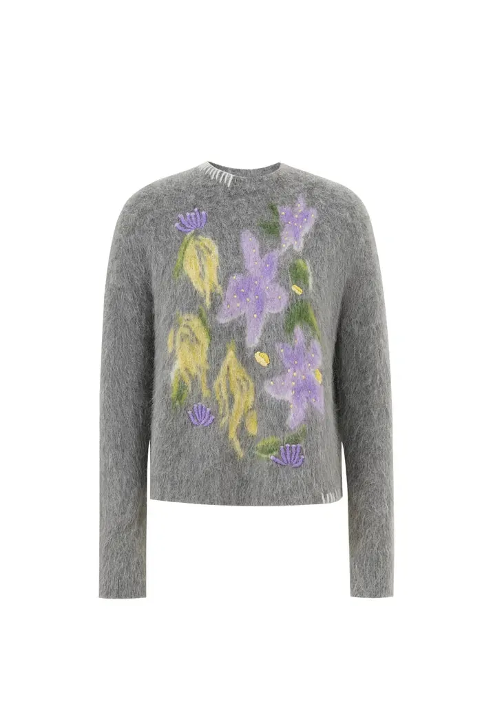 Titian Hand Embroidered Flora Sweater in Alpaca Blend Knit