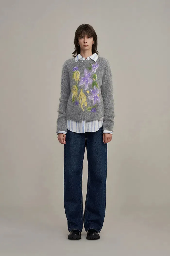 Titian Hand Embroidered Flora Sweater in Alpaca Blend Knit