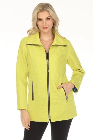 UBU Clothing Co. Apple Green Quilted Zip-Up Long Sleeve Coat 3222