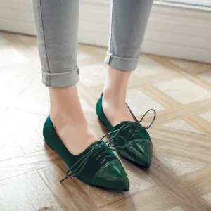 Women's Lace Up Pointed Toe Flats Shoes