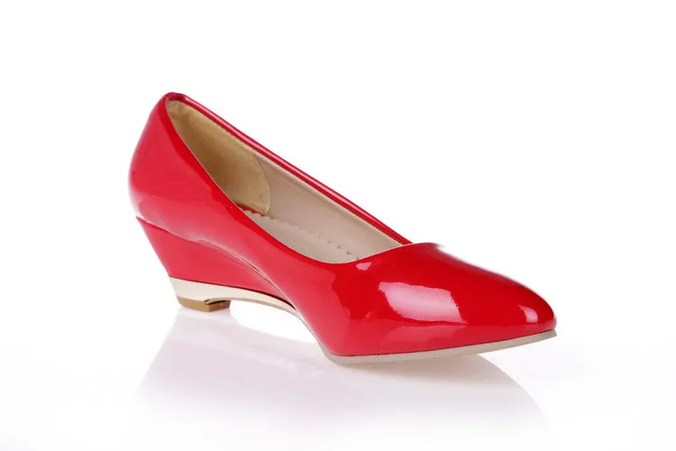 Women's Patent Leather Wedges Heel Pumps