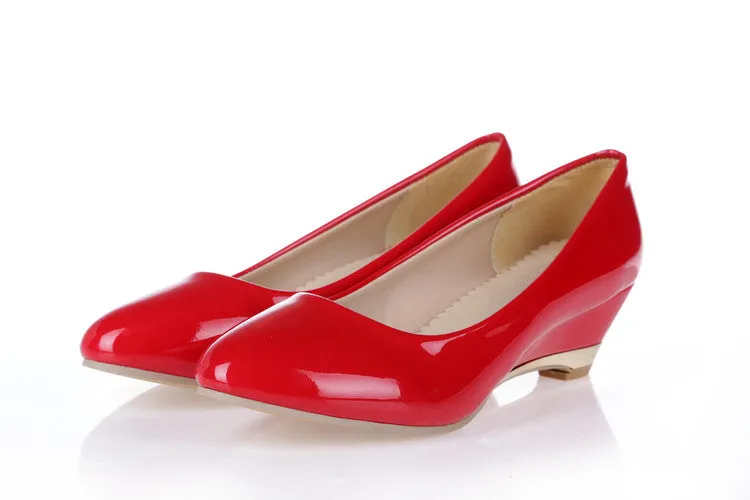 Women's Patent Leather Wedges Heel Pumps