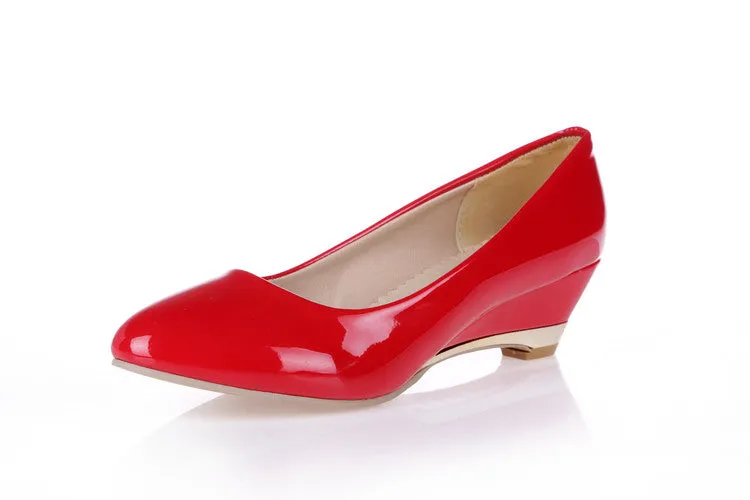 Women's Patent Leather Wedges Heel Pumps