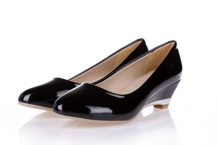 Women's Patent Leather Wedges Heel Pumps