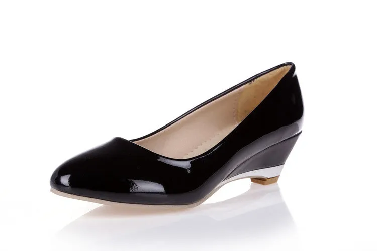 Women's Patent Leather Wedges Heel Pumps