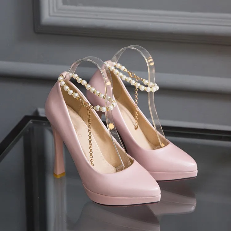 Women's Pearl High Heels Platform Pumps