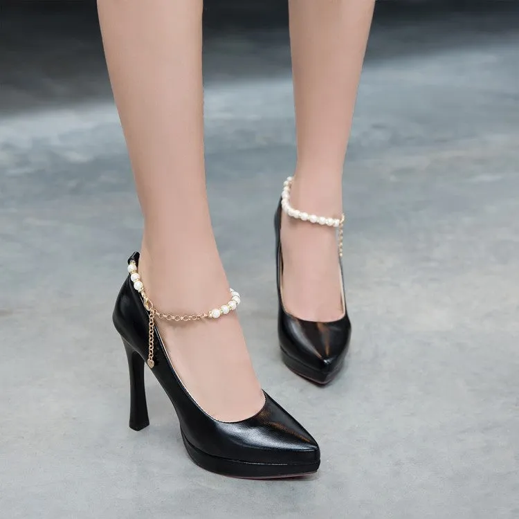 Women's Pearl High Heels Platform Pumps