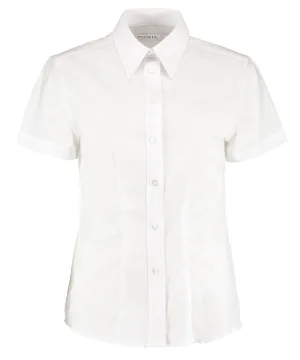 Womens workplace Oxford blouse short-sleeved (tailored fit) | White